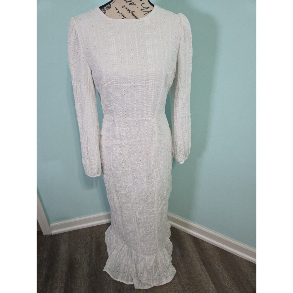 Veiled collection Cotton Eyelet Maxi Dress - White small